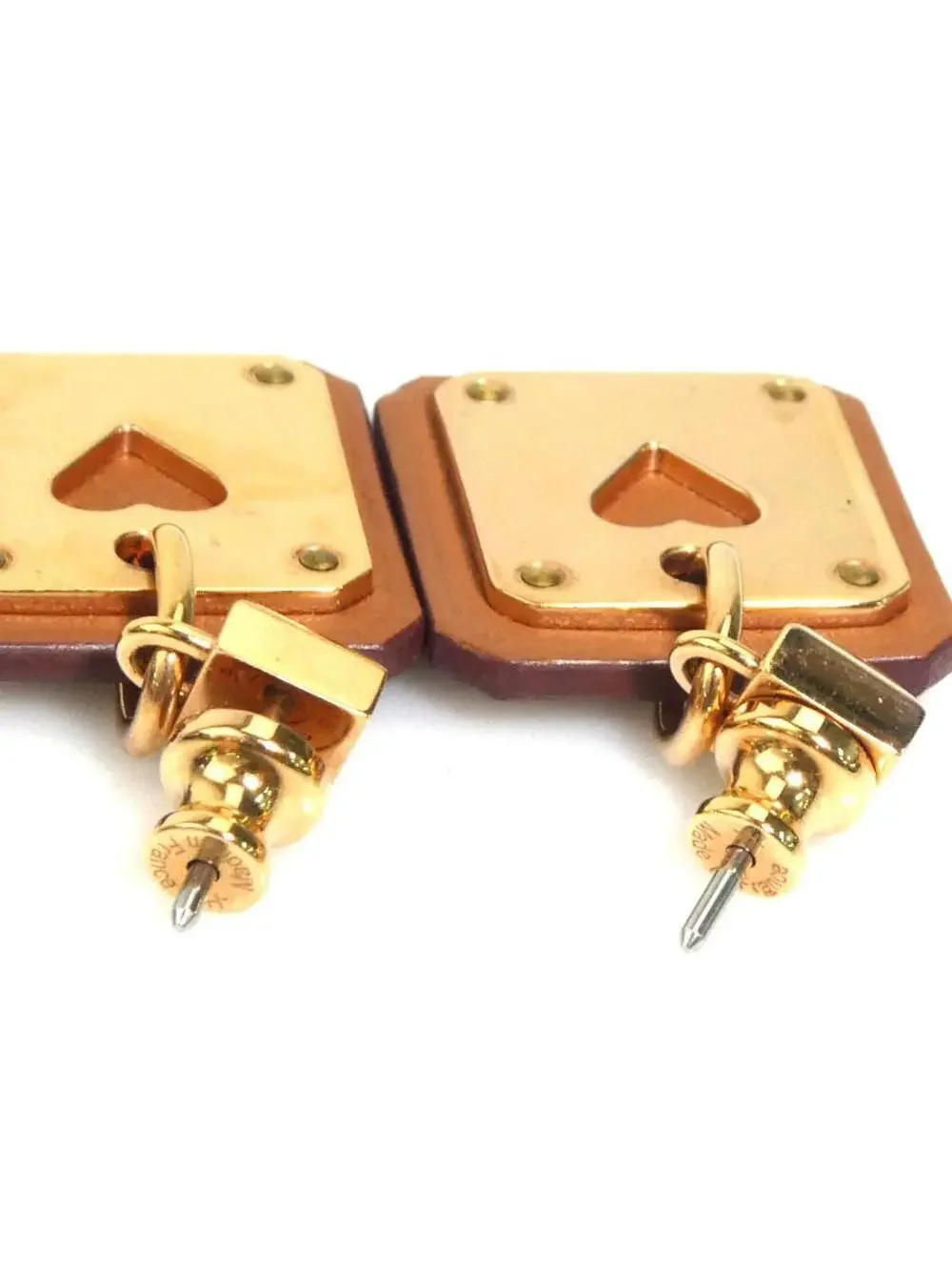 Auth Hermes As De Coeur Pierce Earrings #302818H36B